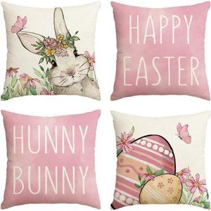 Easter Decorative Throw Pillow Covers Bunny Accent Cases Cottage Spring Decor